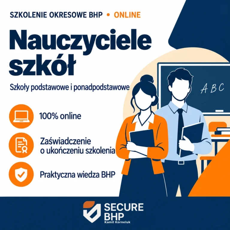 Szkolenie okresowe BHP dla nauczycieli szkół podstawowych i ponadpodstawowych online — Secure BHP