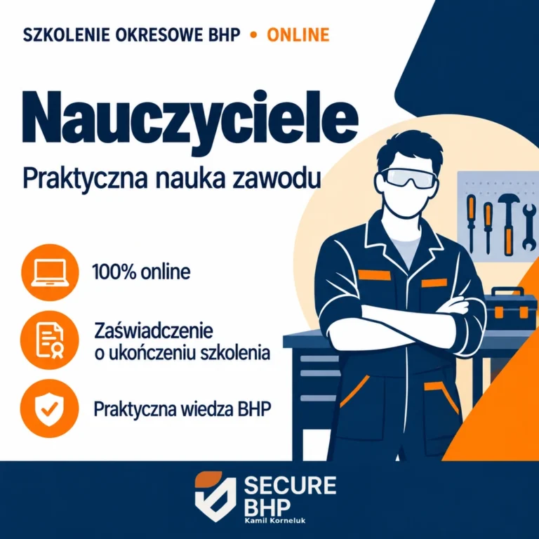 Szkolenie okresowe BHP dla nauczycieli praktycznej nauki zawodu online — Secure BHP