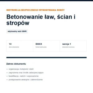 IBWR Betonowanie ław, ścian i stropów - edytowalny wzór DOCX