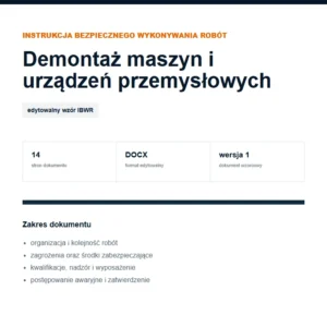 IBWR Demontaż maszyn i urządzeń przemysłowych - edytowalny wzór DOCX