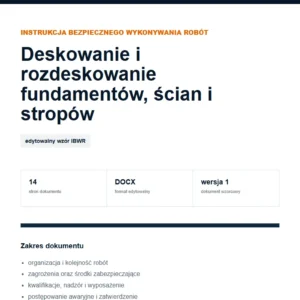 IBWR Deskowanie i rozdeskowanie fundamentów, ścian i stropów - edytowalny wzór DOCX