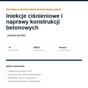 IBWR Iniekcje ciśnieniowe i naprawy konstrukcji betonowych - edytowalny wzór DOCX