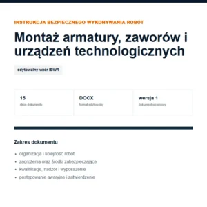 IBWR Montaż armatury, zaworów i urządzeń technologicznych - edytowalny wzór DOCX