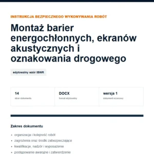 IBWR Montaż barier energochłonnych, ekranów akustycznych i oznakowania drogowego - edytowalny wzór DOCX
