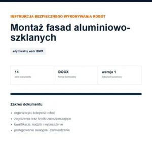 IBWR Montaż fasad aluminiowo-szklanych - edytowalny wzór DOCX