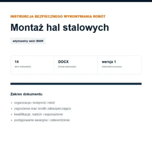 IBWR Montaż hal stalowych - edytowalny wzór DOCX