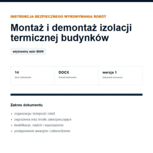 IBWR Montaż i demontaż izolacji termicznej budynków - edytowalny wzór DOCX