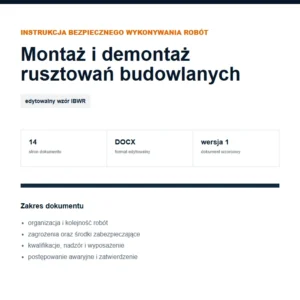 IBWR Montaż i demontaż rusztowań budowlanych - edytowalny wzór DOCX