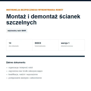 IBWR Montaż i demontaż ścianek szczelnych - edytowalny wzór DOCX