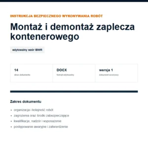 IBWR Montaż i demontaż zaplecza kontenerowego - edytowalny wzór DOCX