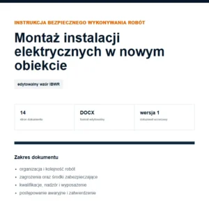 IBWR Montaż instalacji elektrycznych w nowym obiekcie - edytowalny wzór DOCX