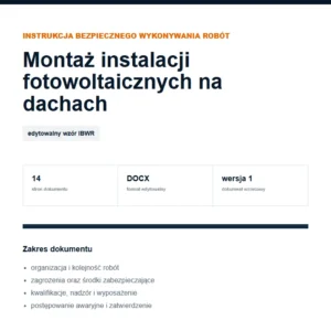 IBWR Montaż instalacji fotowoltaicznych na dachach - edytowalny wzór DOCX