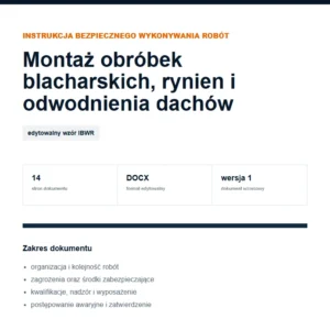 IBWR Montaż obróbek blacharskich, rynien i odwodnienia dachów - edytowalny wzór DOCX