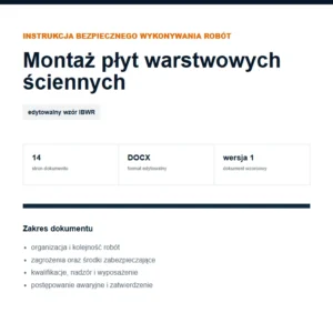 IBWR Montaż płyt warstwowych ściennych - edytowalny wzór DOCX