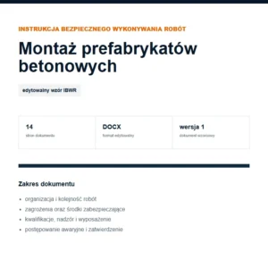 IBWR Montaż prefabrykatów betonowych - edytowalny wzór DOCX
