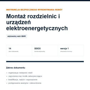 IBWR Montaż rozdzielnic i urządzeń elektroenergetycznych - edytowalny wzór DOCX