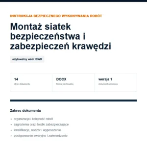 IBWR Montaż siatek bezpieczeństwa i zabezpieczeń krawędzi - edytowalny wzór DOCX
