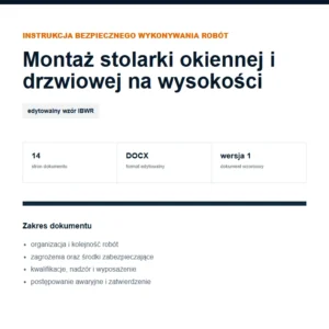 IBWR Montaż stolarki okiennej i drzwiowej na wysokości - edytowalny wzór DOCX
