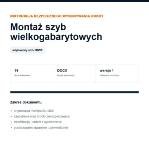 IBWR Montaż szyb wielkogabarytowych - edytowalny wzór DOCX