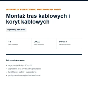 IBWR Montaż tras kablowych i koryt kablowych - edytowalny wzór DOCX