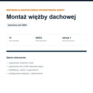 IBWR Montaż więźby dachowej - edytowalny wzór DOCX