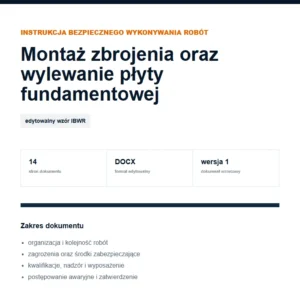 IBWR Montaż zbrojenia oraz wylewanie płyty fundamentowej - edytowalny wzór DOCX