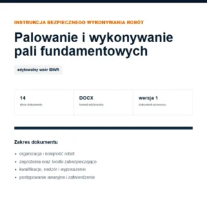 IBWR Palowanie i wykonywanie pali fundamentowych - edytowalny wzór DOCX