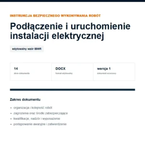 IBWR Podłączenie i uruchomienie instalacji elektrycznej - edytowalny wzór DOCX