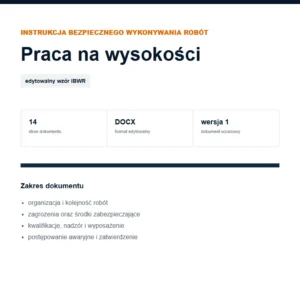 IBWR Praca na wysokości - edytowalny wzór DOCX