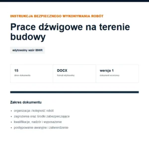 IBWR Prace dźwigowe na terenie budowy - edytowalny wzór DOCX