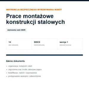 IBWR Prace montażowe konstrukcji stalowych - edytowalny wzór DOCX