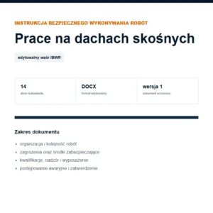 IBWR Prace na dachach skośnych - edytowalny wzór DOCX