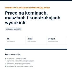 IBWR Prace na kominach, masztach i konstrukcjach wysokich - edytowalny wzór DOCX