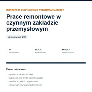 IBWR Prace remontowe w czynnym zakładzie przemysłowym - edytowalny wzór DOCX