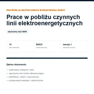 IBWR Prace w pobliżu czynnych linii elektroenergetycznych - edytowalny wzór DOCX