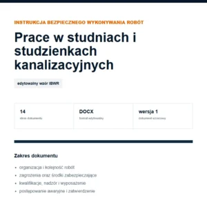 IBWR Prace w studniach i studzienkach kanalizacyjnych - edytowalny wzór DOCX