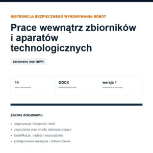 IBWR Prace wewnątrz zbiorników i aparatów technologicznych - edytowalny wzór DOCX