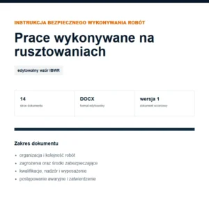 IBWR Prace wykonywane na rusztowaniach - edytowalny wzór DOCX