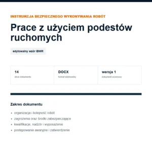 IBWR Prace z użyciem podestów ruchomych - edytowalny wzór DOCX