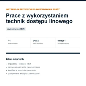 IBWR Prace z wykorzystaniem technik dostępu linowego - edytowalny wzór DOCX