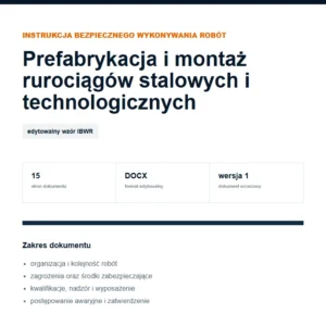 IBWR Prefabrykacja i montaż rurociągów stalowych i technologicznych - edytowalny wzór DOCX