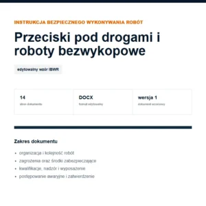 IBWR Przeciski pod drogami i roboty bezwykopowe - edytowalny wzór DOCX