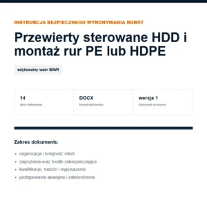 IBWR Przewierty sterowane HDD i montaż rur PE lub HDPE - edytowalny wzór DOCX