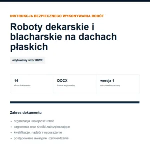 IBWR Roboty dekarskie i blacharskie na dachach płaskich - edytowalny wzór DOCX