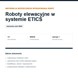 IBWR Roboty elewacyjne w systemie ETICS - edytowalny wzór DOCX