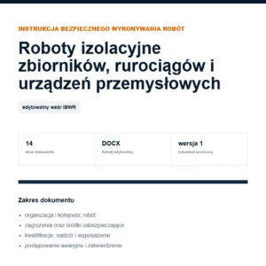 IBWR Roboty izolacyjne zbiorników, rurociągów i urządzeń przemysłowych - edytowalny wzór DOCX