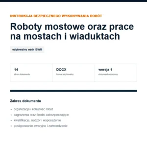 IBWR Roboty mostowe oraz prace na mostach i wiaduktach - edytowalny wzór DOCX