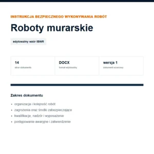 IBWR Roboty murarskie - edytowalny wzór DOCX