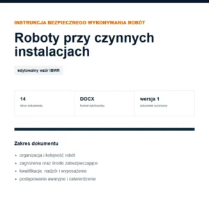 IBWR Roboty przy czynnych instalacjach - edytowalny wzór DOCX