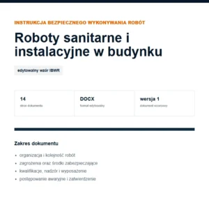 IBWR Roboty sanitarne i instalacyjne w budynku - edytowalny wzór DOCX